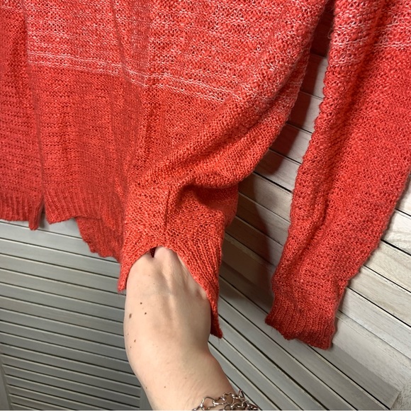 Cloud Chaser Color Block Cream and Pink Acrylic Knit V Neck Sweater - Picture 9 of 11